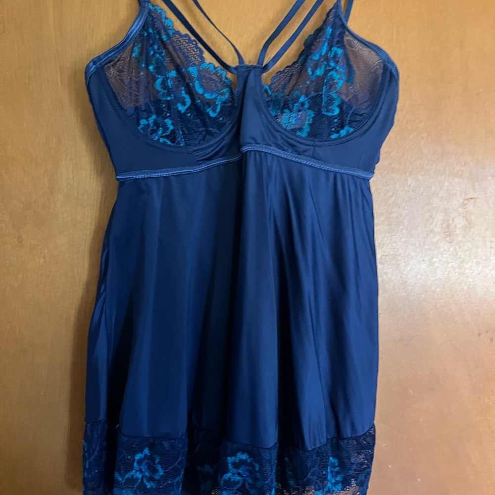 IC COLLECTION Navy Lace Chemise
